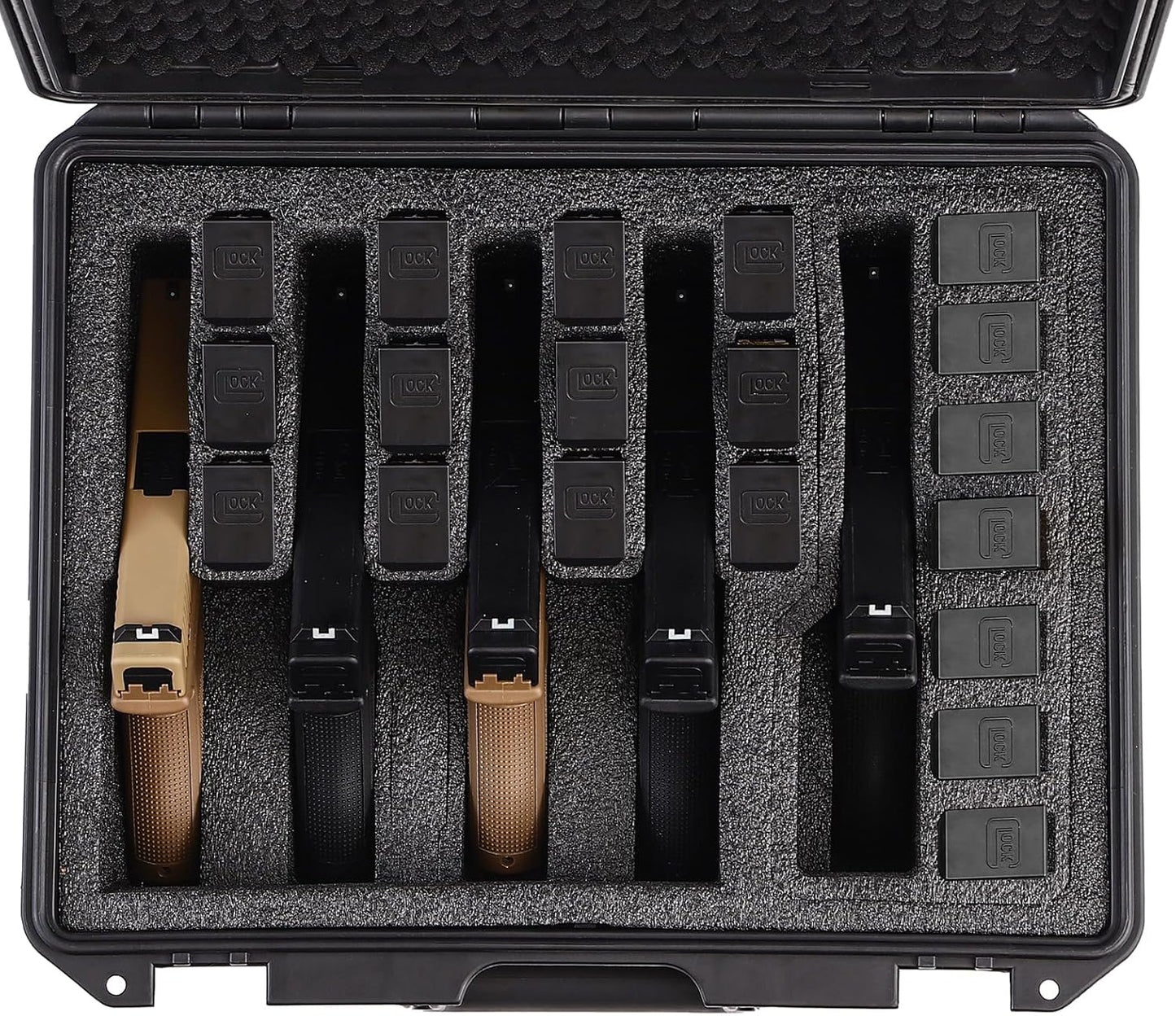 Gun Case for 3/5/8 Handguns - Hard Shell Pistol Carrying Case, IP67 Waterproof, TSA Approved Lockholes | Fits Glock, Beretta, S&W, Sig Sauer