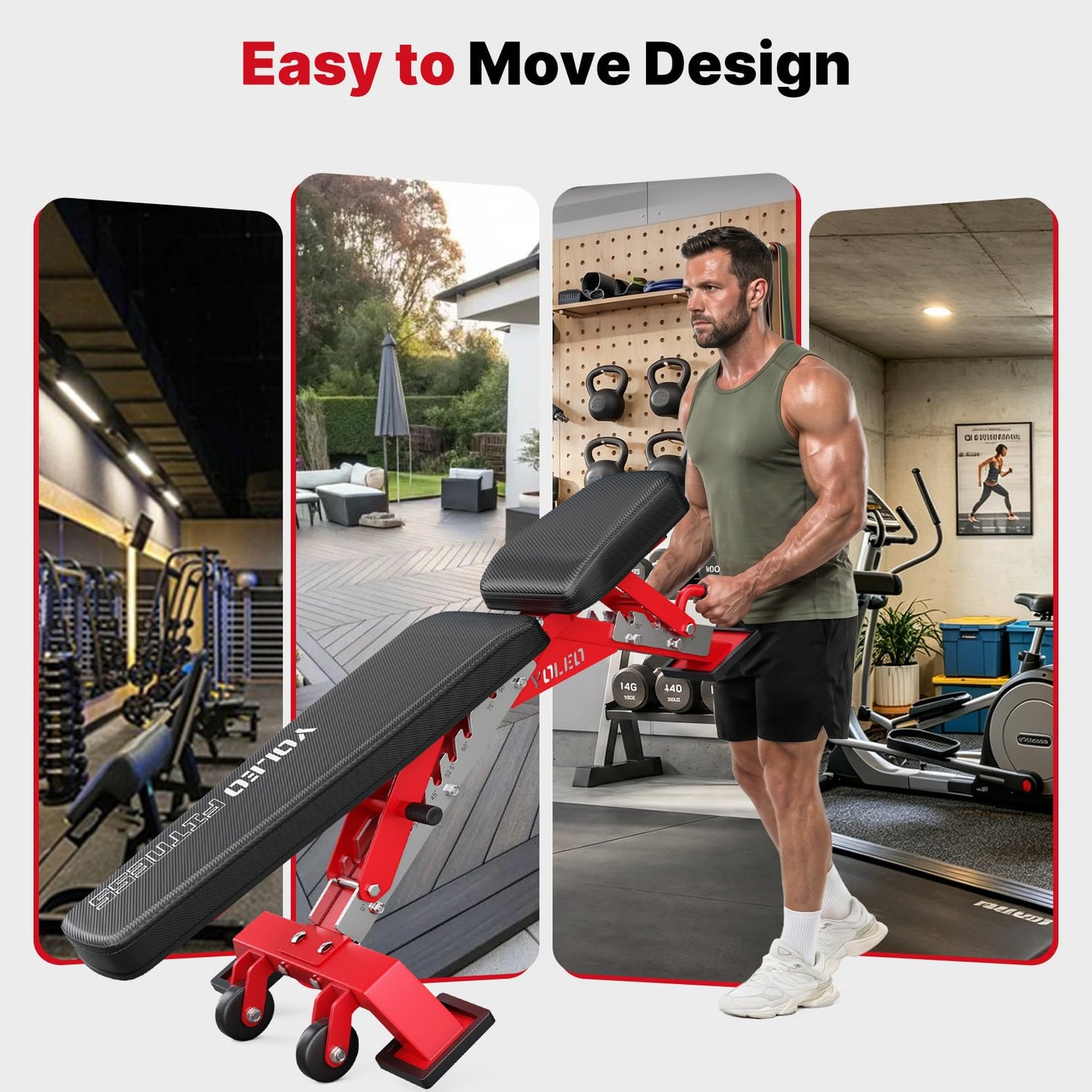 YOLEO Commercial Adjustable Weight Bench, ASTM Certified 2315LB, 8-Gauge Steel Workout Bench, Incline Decline Flat for Gyms