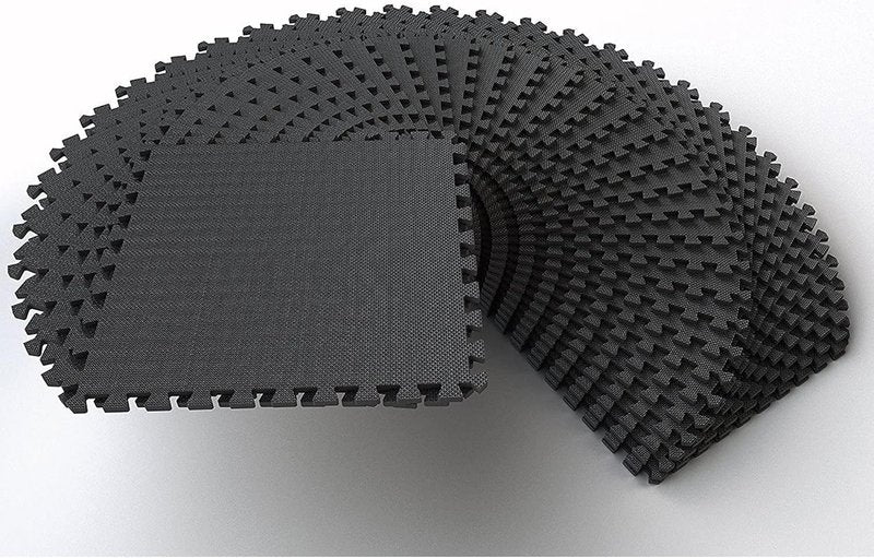 BalanceFrom Interlocking Foam Exercise Tile Mat - Non-Slip 24x24 Inch, 36-Count, Black for Home Gym & Playroom