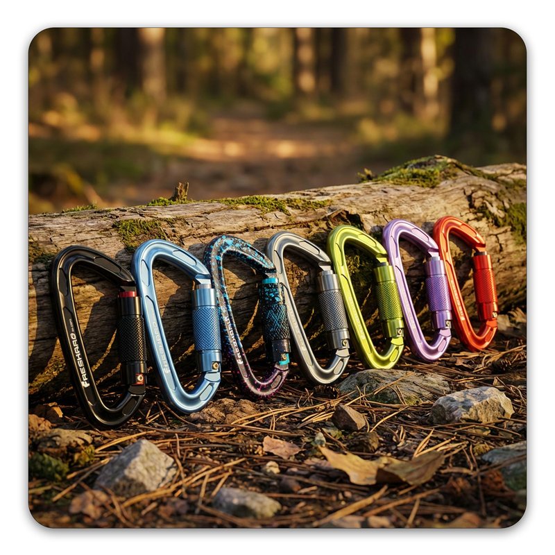 FresKaro Climbing Carabiner Clip, Heavy Duty, Auto Locking, Twist Lock Carbineers for Firefighter, Rock Climbing, Rappelling, Hunting, Gym, UIAA CE Certified 25kN Karabiners, 4 Inch, Black, 4 Pack