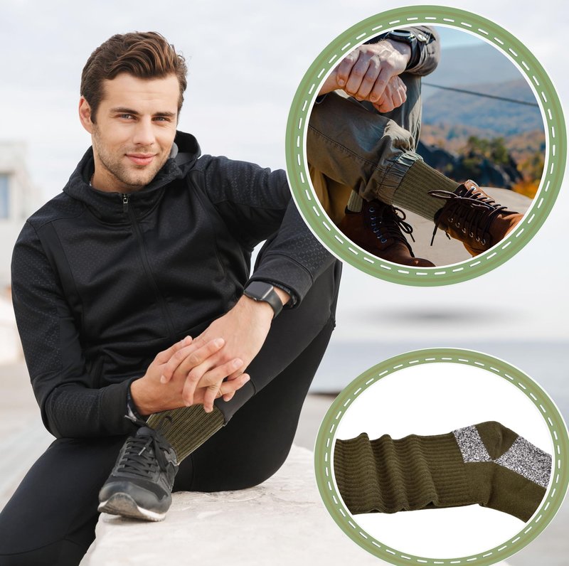 Skyebed 5 Pairs Mens Military Socks Army Green Hiking Socks Crew Boot Socks Moisture Wicking for Soldier Policemen Work Sports Hiking