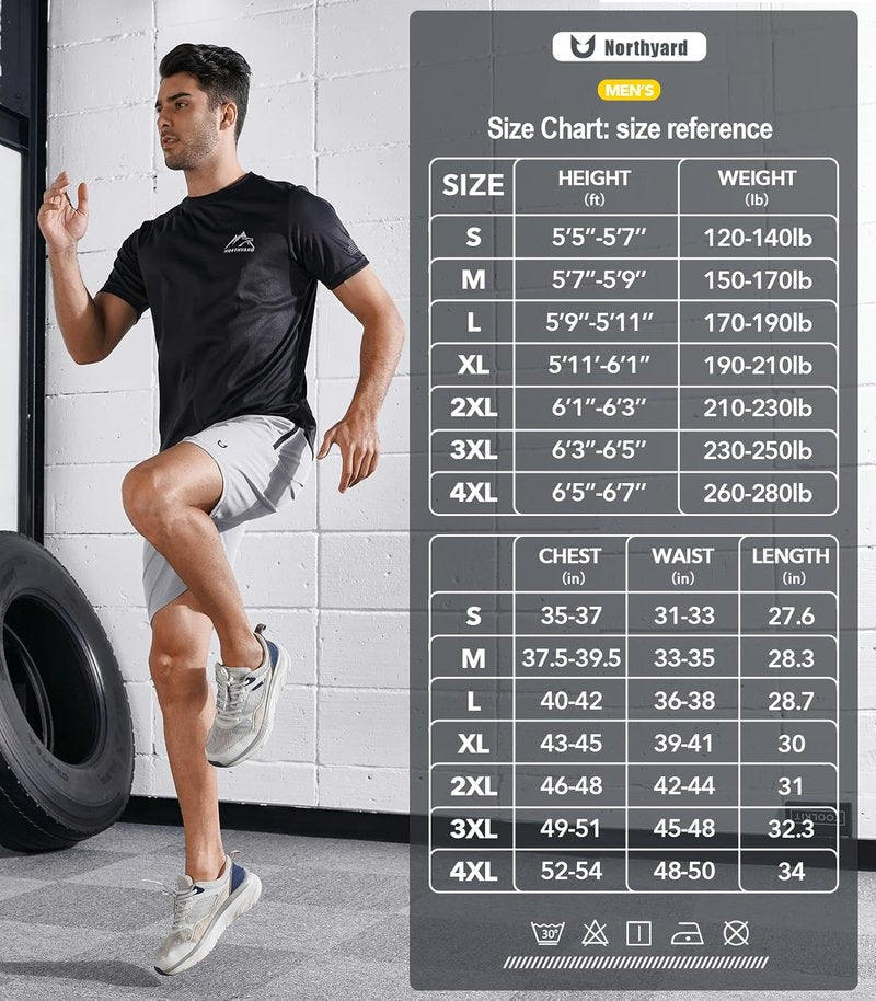 NORTHYARD Men's UPF 50+ Sun Protection Rash Guard - Short Sleeve Athletic Swim Shirt for Running & Workouts