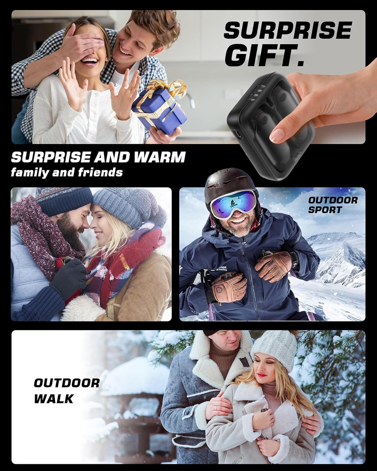 Rechargeable Hand Warmers - 2 Pack 14000mAh Electric Hand Warmers with Charging Case | Portable Magnetic Heater for Camping, Golf, Hunting