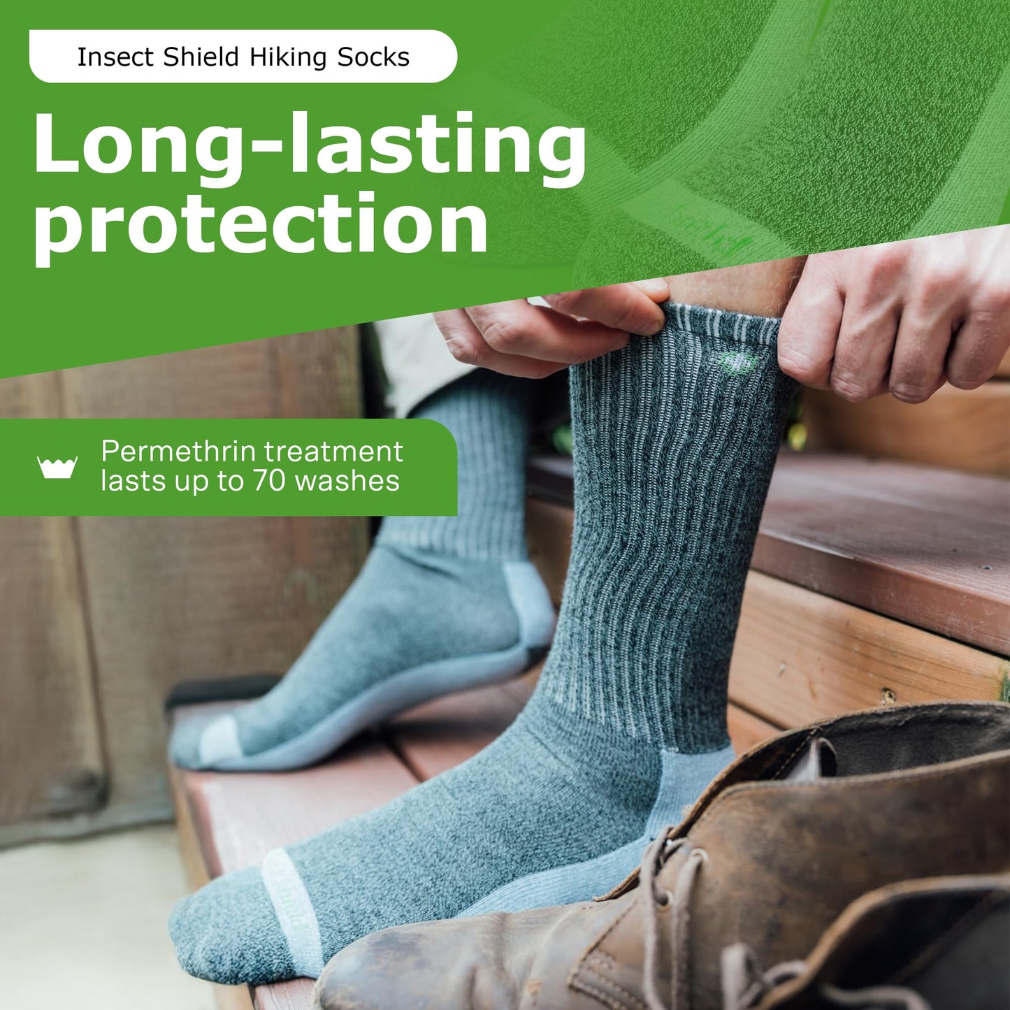 Insect Shield Lightweight Hiking Socks With Permethrin Bug Repellant - Protective Clothing for Men & Women, Khaki, Medium