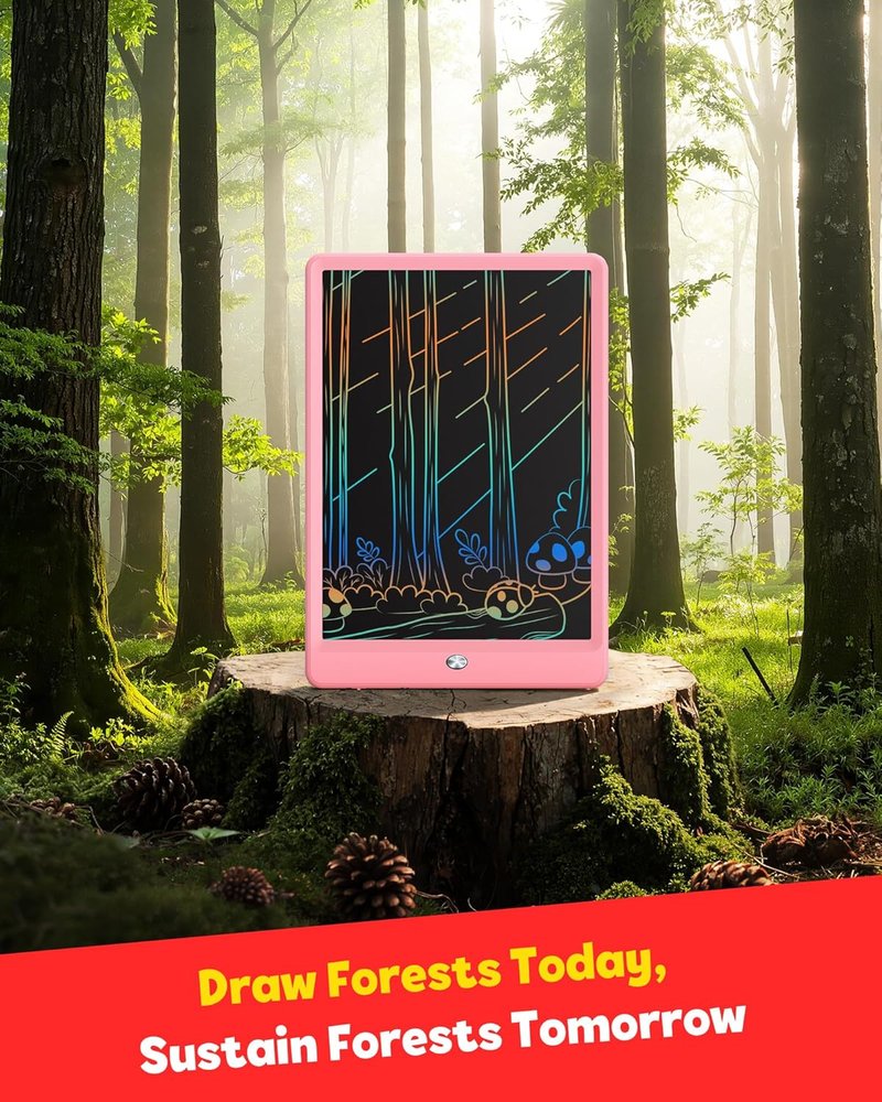 LCD Writing Tablet for Kids - 10-Inch Mess-Free Doodle Board | Travel Toy for Boys & Girls (Pink)