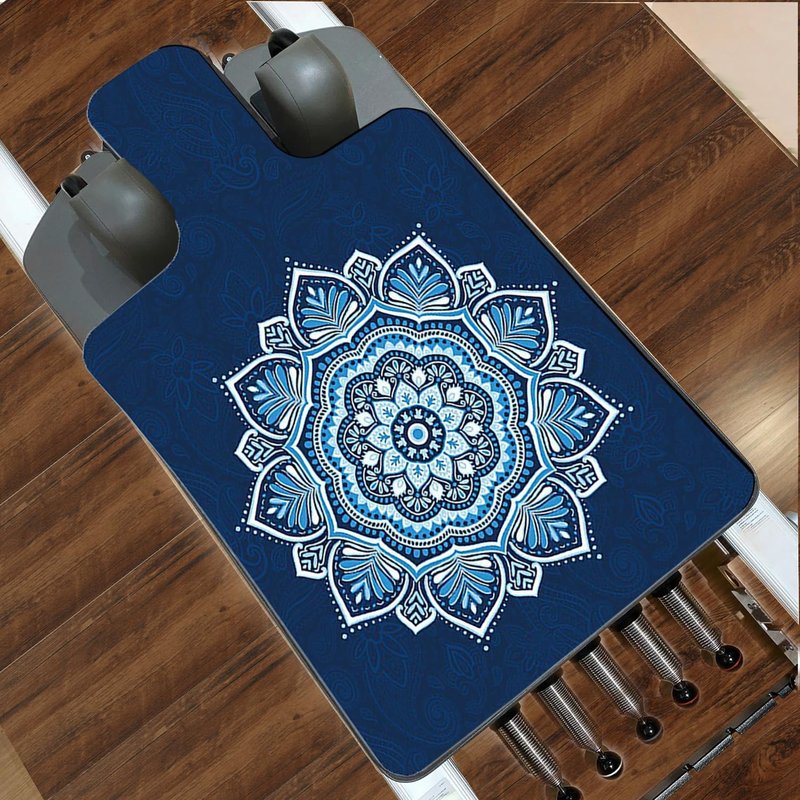VERYOND Non-Slip Pilates Reformer Mat Cover for Pilates Reformer Machine Equiment Extra Thick 1.5mm, 39 * 24inch,Mandala Flower Pantern (Blue)
