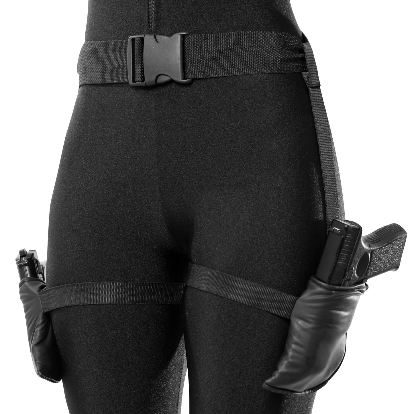 Zadin Black Widow Costume, Gun Leg Holster for Women,Tomb Adventurer Spy Lara Costume Belt,Cat Women Cop Accessories (Charcoal)