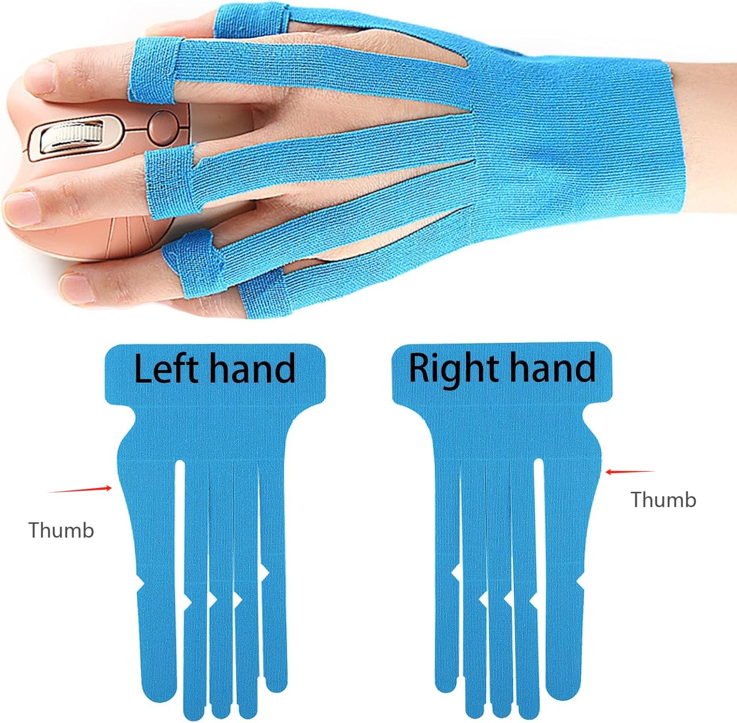 Kinesiology Tape for Wrist & Fingers, 6 Pcs Precut Kinesiology Tape, Bowling Tape for Carpal Tunnel & Finger Joints Muscle Support & Stability, Waterproof & Breathable, Latex Free & Hypoallergenic