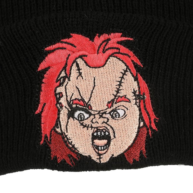 Bioworld Chucky Embroidery Black Acrylic Knit Standard Cuff Beanie
