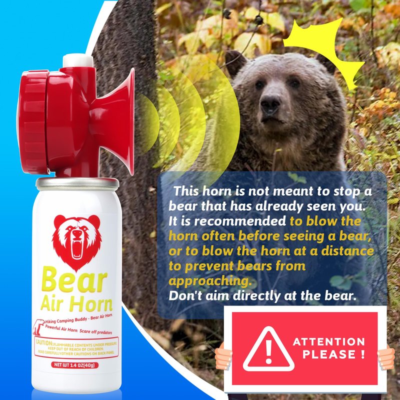1.4oz Bear Horn for Self Defense, 123dB Loud Mini Air Horn, Audible Up to 1/2 Mile, Safety Air Horn for Hiking,Camping and Outdoor Protection (Red 2pcs)
