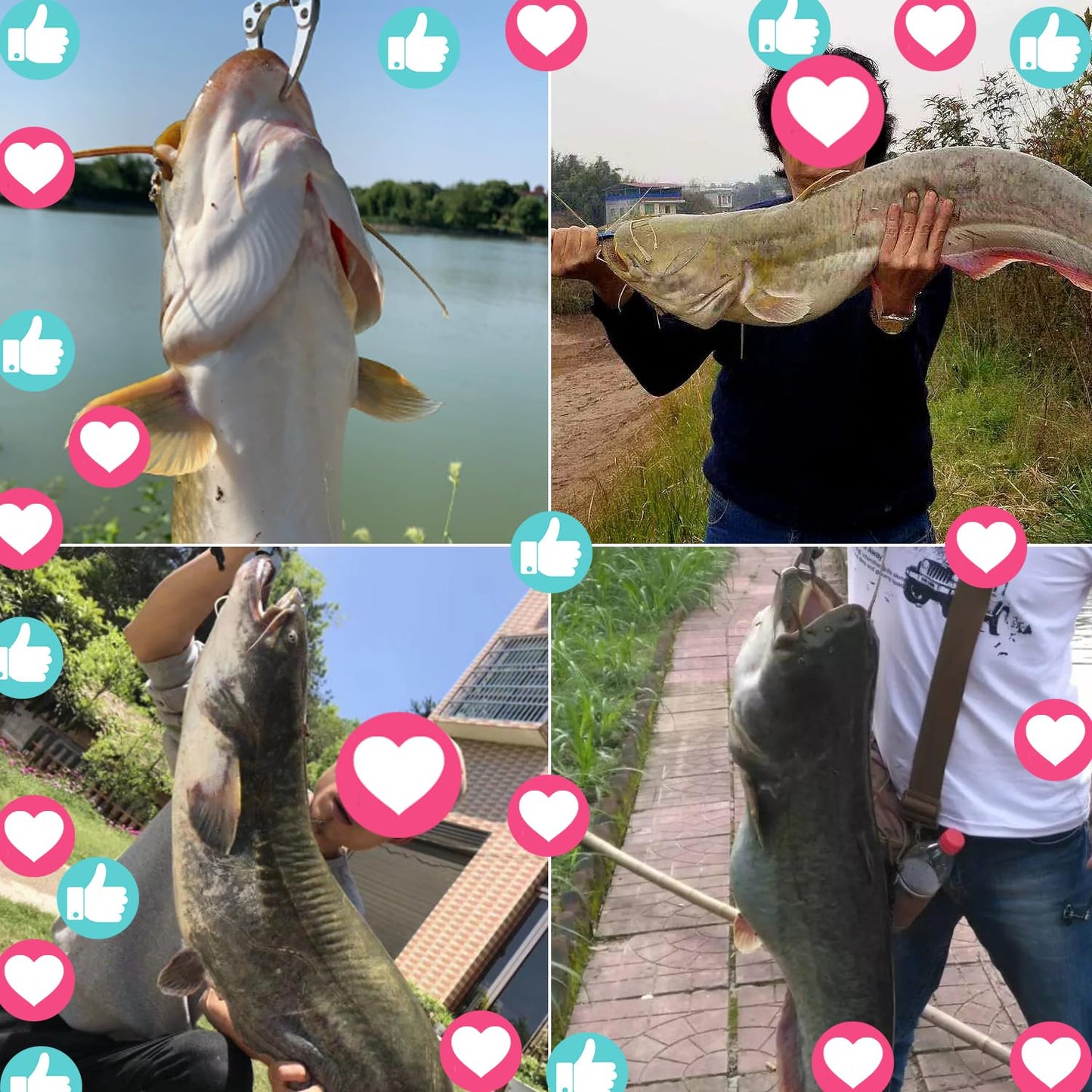 HADORAM Catfish Float Rigs with Catfish Rattles Rattling Catfishing Tackle for Bank Fishing Cooper Rig Equipment Circle Hooks for Peg Floats Santee Rig