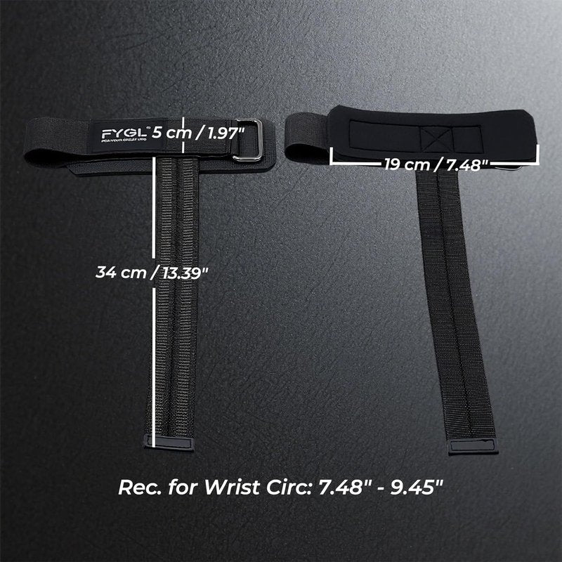 Weight Lifting Straps - Neoprene Padded Wrist Support for Powerlifting & Strength Training | Durable Nylon Grip