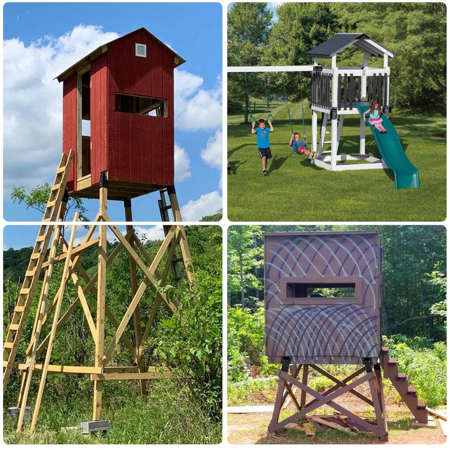 TFMUZERT Elevator Bracket, Deer Stand Brackets 4x4, Deer Blind Bracket with Powder Coating, Outdoor Angle Bracket for Hunting Box Blind, Elevated Platform, Tree Stand, Shooting Shack, Pergolas, 4 PCS