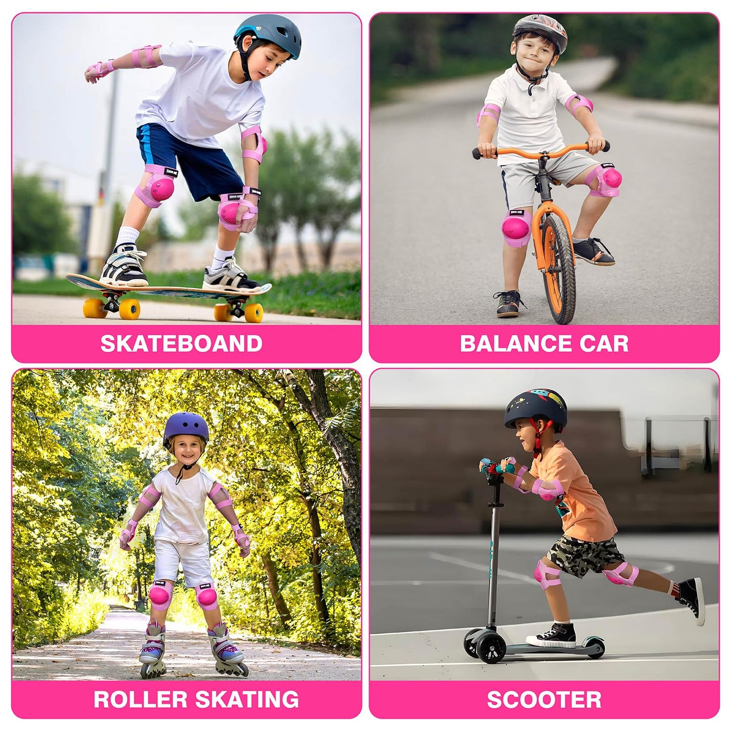 SOHOUR HOME Kids/Youth Knee Pads Elbow Pads Wrist Guards 3 in1Protective Set, for 3-15 Years Child Roller Skates, Cycling, Inline Skating, Skateboard, BMX Bike, Balance Bike, Scooter Riding Sports