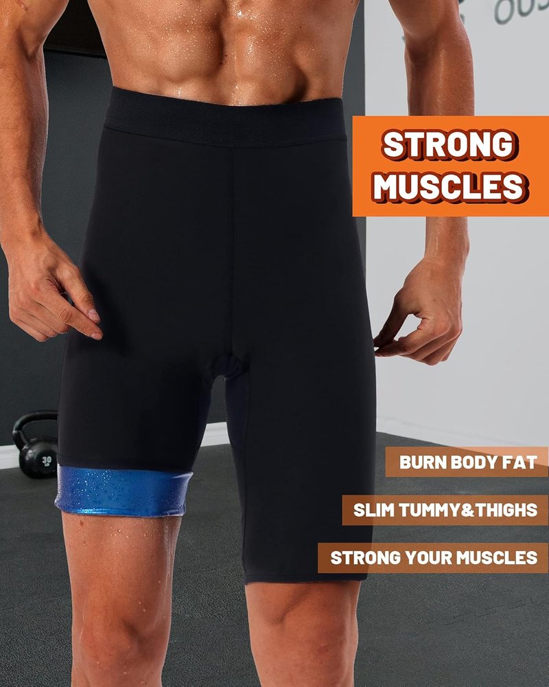 Men's Sauna Sweat Short Pants - Hot Thermo Compression Leggings for Workout & Body Shaping | High Waist Design