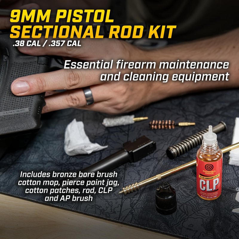 Otis Technology .38/9mm/.357 Pistol Cleaning Kit with Brass Rod and Extra Patches