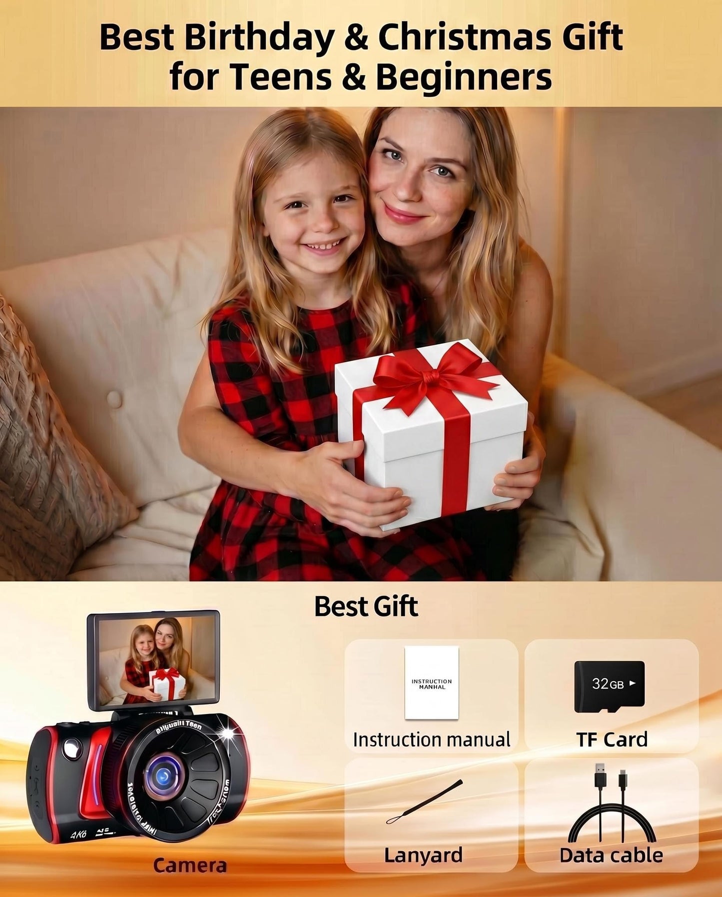RAZPLYN 4K Digital Camera Autofocus, 2026 64MP Vlogging Camera for YouTube with 32GB Card & Rechargeable Battery, 3" Flip Screen Compact Travel Camera for Beginners Daily Use, 18X Zoom Black