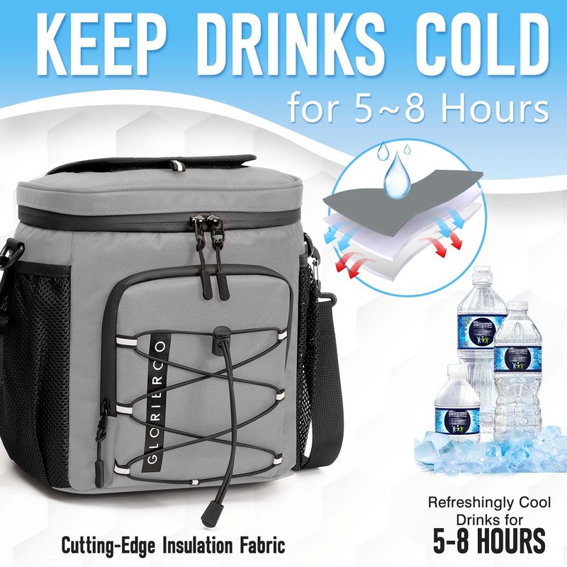 Golf Cart Cooler Bag Insulated - 12-Can Leakproof Soft Cooler Bag with Hook-and-Loop Lid, Waterproof Zippers, and Multi-Pockets for Golf Accessories; Fits on Golf Push Cart