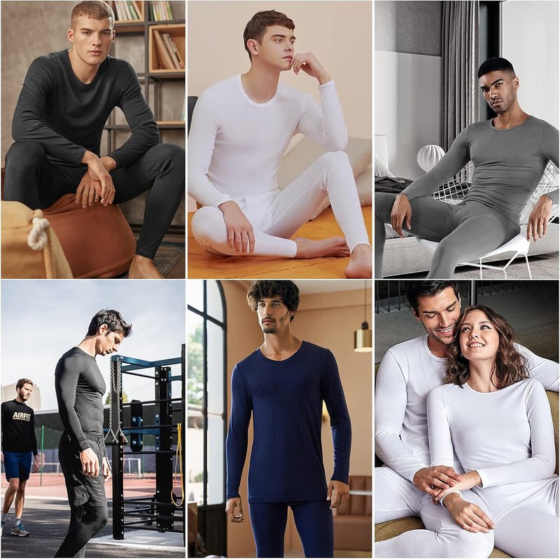 Thermal Underwear for Men - Fleece Lined Long Johns | Cold Weather Base Layer Set