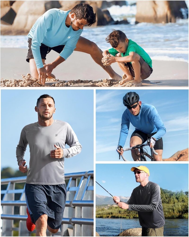 UPF 50+ UV Sun Protection Shirt - Men's Long Sleeve Rash Guard for Fishing, Hiking, Swimming | Outdoor Activewear