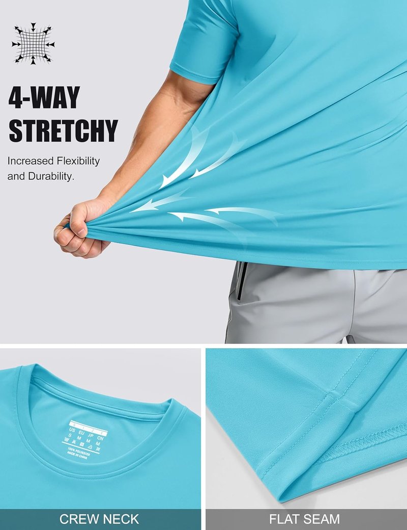 Men's UPF 50+ Quick Dry Athletic T-Shirt - Short Sleeve Workout & Swim Top | Performance Rash Guard