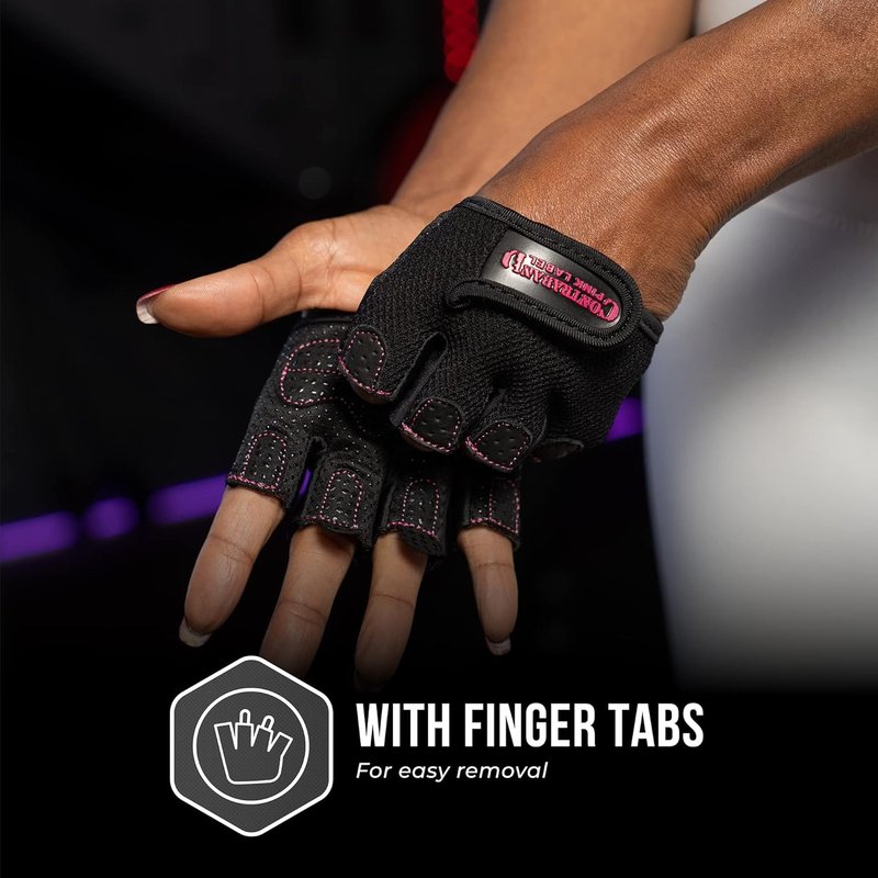 Contraband Pink Label Women's Micro Weight Lifting Gloves - Grip-Lock Silicone Padding | Minimalist Half Gloves