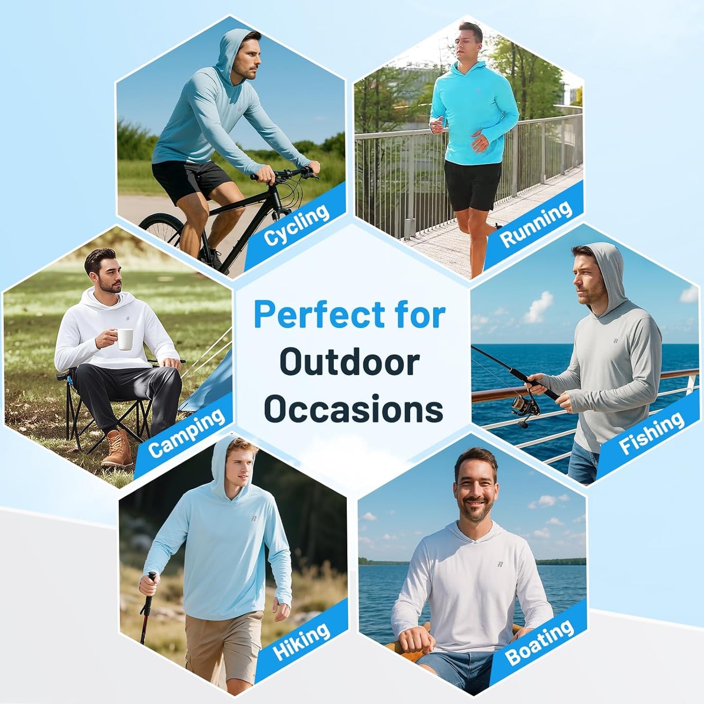 Runhit UPF 50+ Fishing Shirt for Men - Lightweight Long Sleeve Sun Protection Hoodie | Ideal for Outdoor Activities
