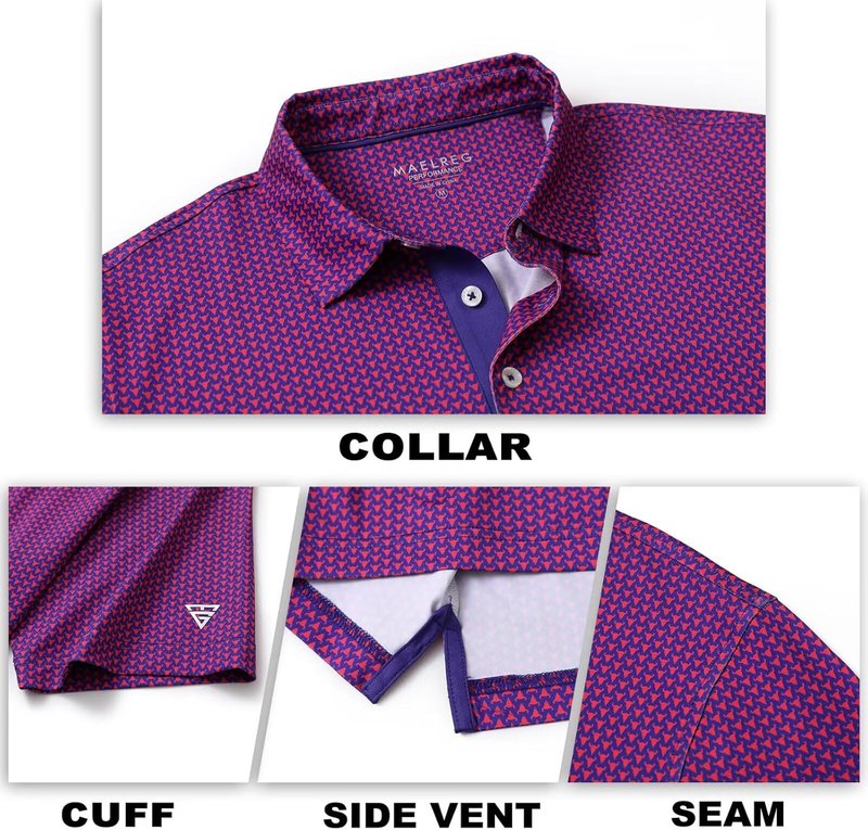Men's Golf Shirt - Short Sleeve Dry Fit Moisture-Wicking Polo with Performance Patterns | Comfortable Fit