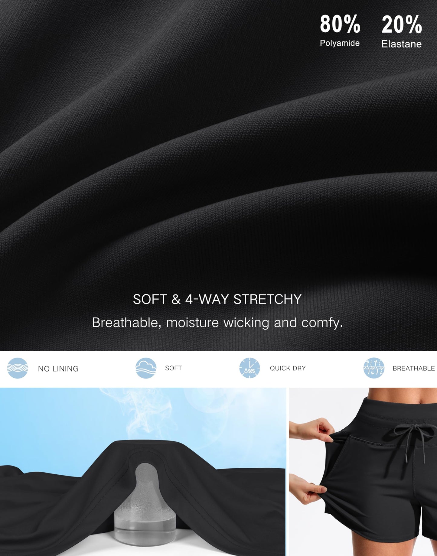 Soothfeel Women's Athletic Running Shorts with Pockets 3.5"/ 5" Quick Dry High Waisted Workout Active Gym Shorts for Women