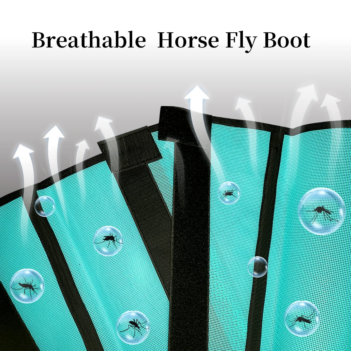 Horse Fly Boots, Loose Fitting & Non-Slip, Breathable Mesh Fly Boots for Horse Leggings Reduce Stomping (4Pack-M Size-Mint)