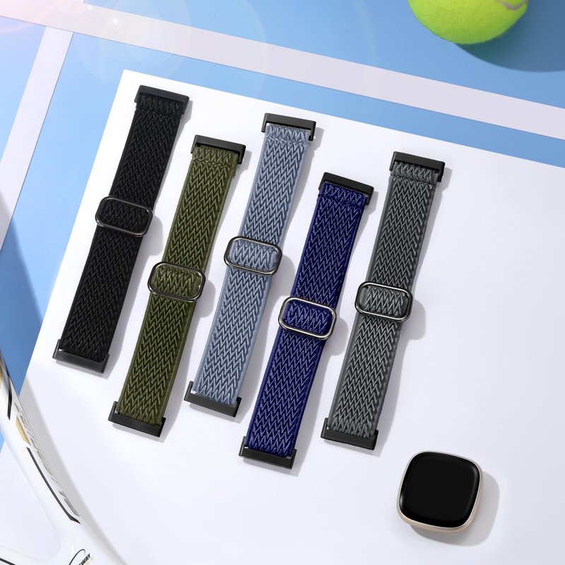 Adorve Compatible with Fitbit Versa 3 Bands/Fitbit Versa 4 Band/Fitbit Sense Bands for Men Women, Adjustable Stretchy Solo Loop Elastic Nylon Sport Strap for Smart Watch Replacement