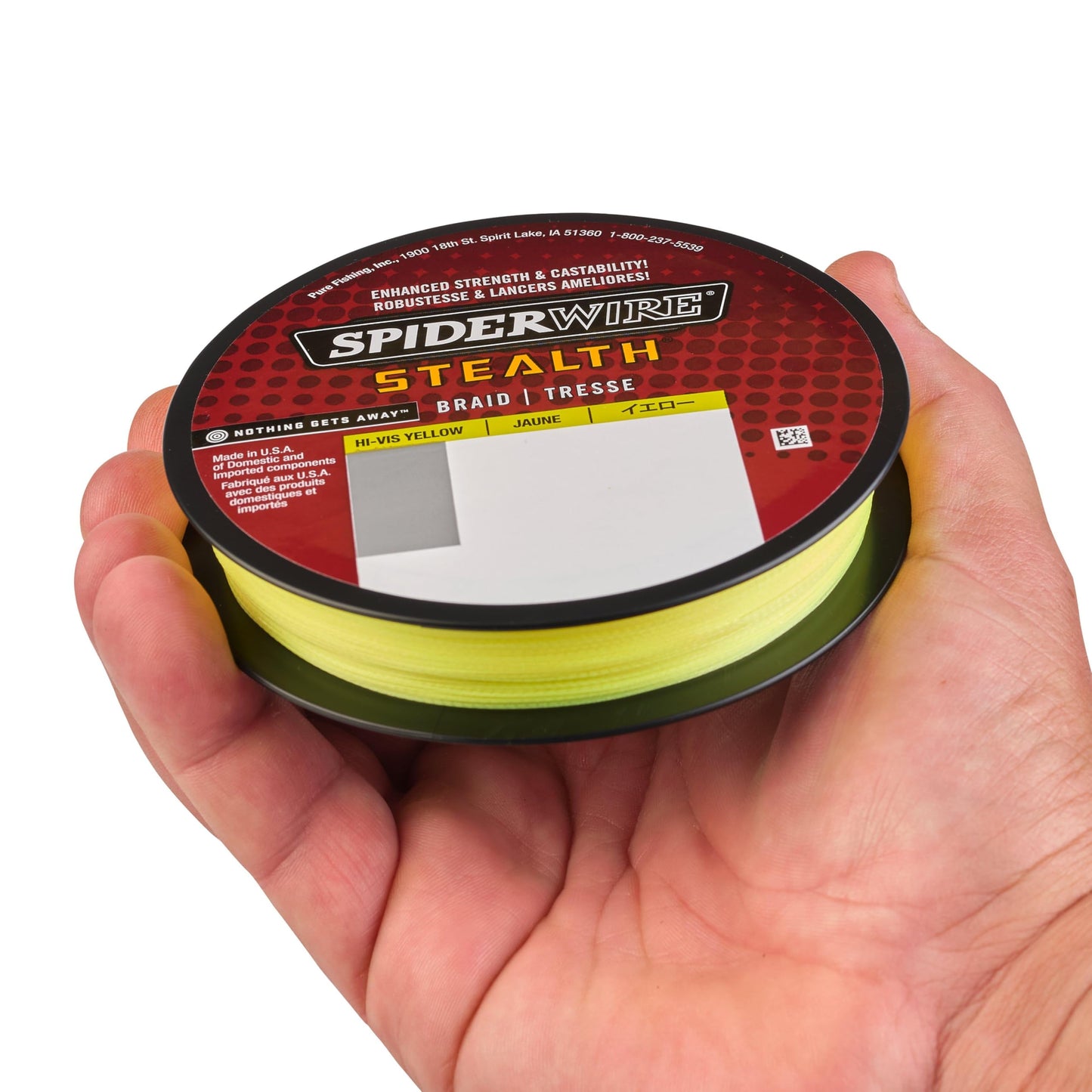 SpiderWire Stealth® Superline, Hi-Vis Yellow, 50lb | 22.6kg, 125yd | 114m Braided Fishing Line, Suitable for Freshwater and Saltwater Environments