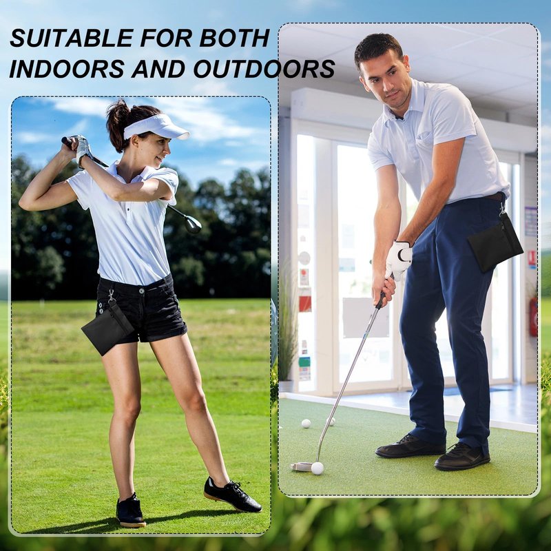 WILLBOND 12 Pcs Golf Tee Bag Holder Tee Pouch Golf Ball Carry Bag with Metal Lobster Claw Clip Multicolor Portable Accessories for Man Woman(Black)