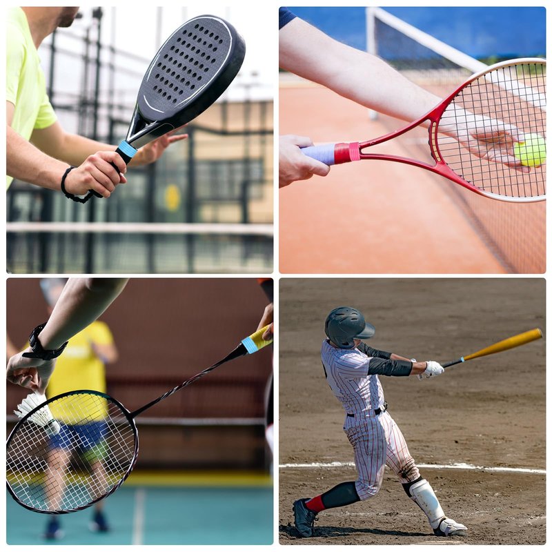 MECCANIXITY Tennis Racket Silicone Racquet Grip Ring Racket Band Rubber Ring Non Slip Absorbent Overgrip in Place for Badminton Squash Handle, Fuchsia/Blue/White/White/Black 10Pcs