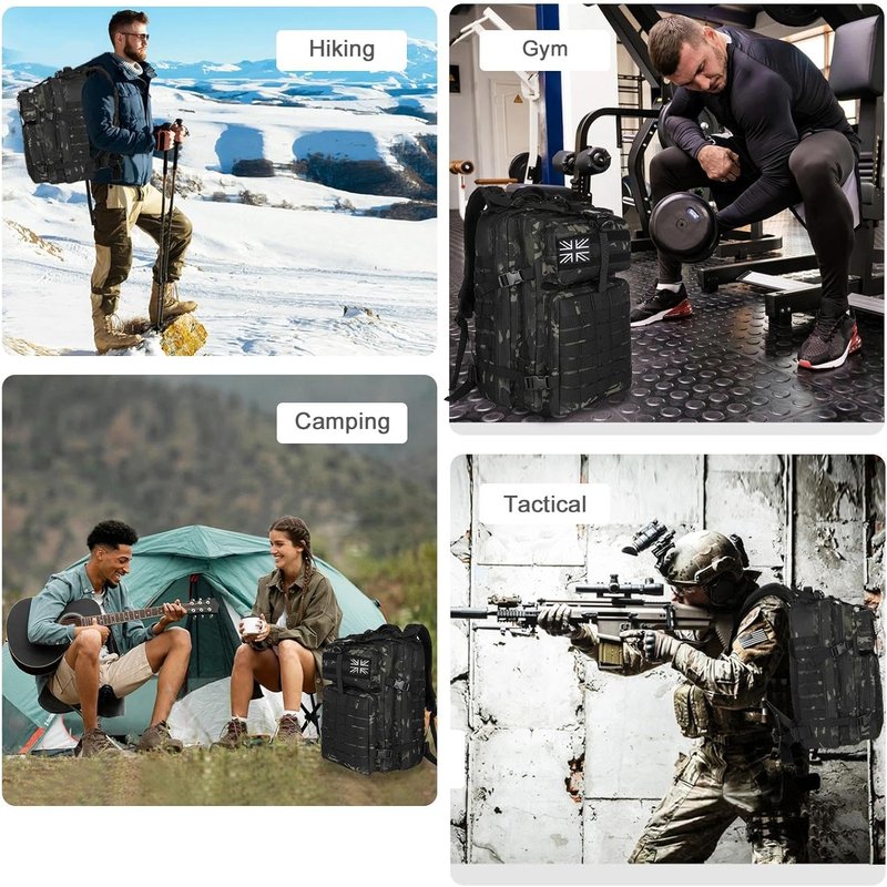 Military Backpack for Men - 45L Tactical Molle Rucksack | Heavy Duty Camouflage Bug Out Bag for Hiking & Gym