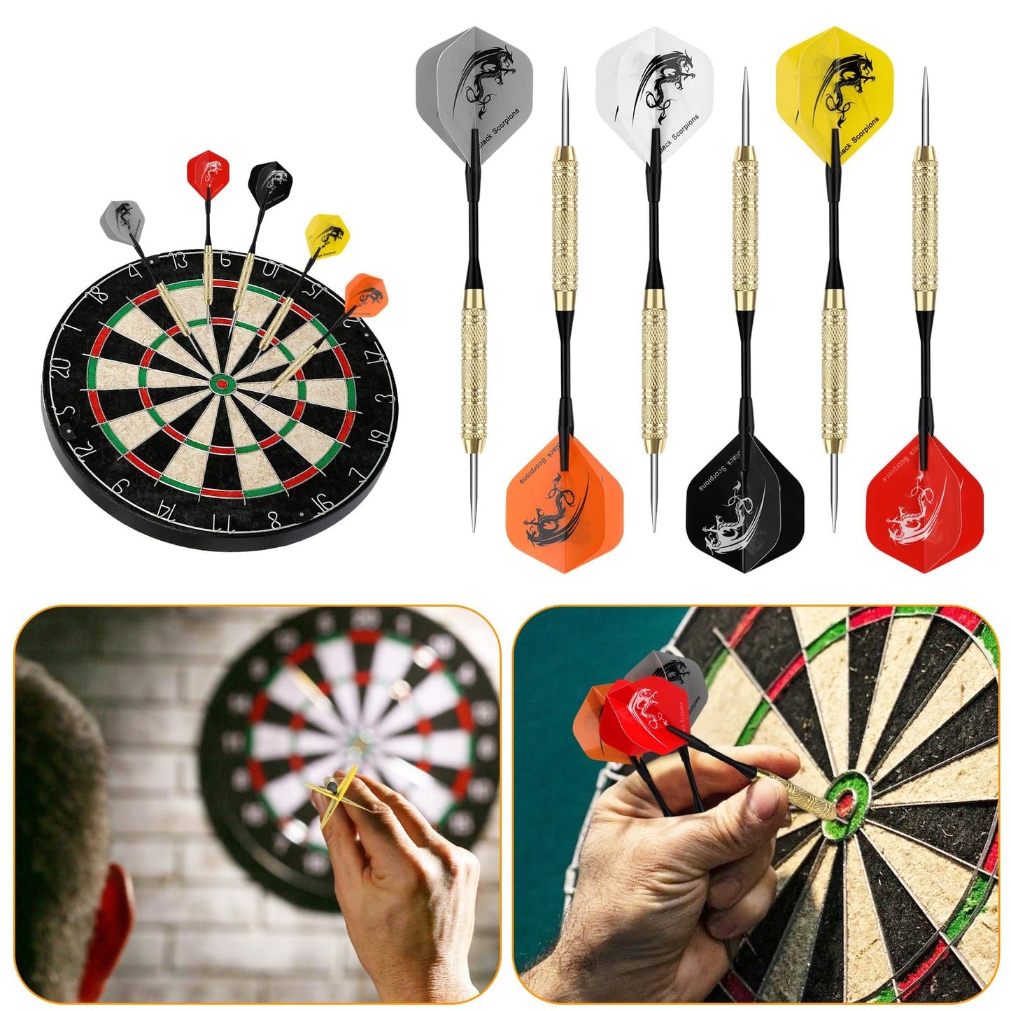Accmor 18 Pack Steel Tip Darts, 20 Grams Metal Tip Dart Set, Darts Metal Tip Set, Metal Darts for Dartboard