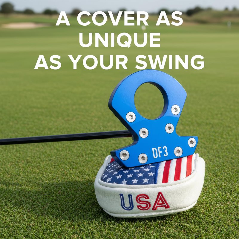 Golf Mallet Putter Cover Headcover, Magnetic Closure Premium Leather Birdie Golf Head Covers Fits Golf DF3 Putter - USA Mallet Putter Headcover (USA)