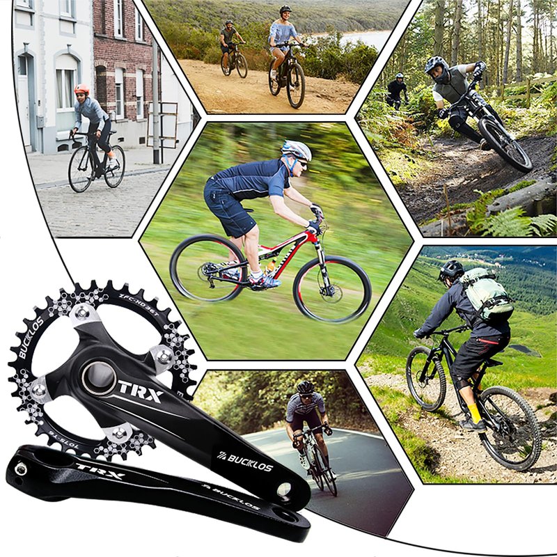 BUCKLOS IXF 104 BCD 30T-38T 170MM Mountain Bike Crankset, Hollow Integrated MTB Crank Set, Aluminum Alloy Crankset Round Oval Narrow Wide Chainring with Bottom Bracket Bolts Fit Shimano/FSA Gaint