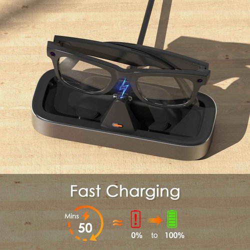 Charging Station for Meta Ray-Ban Glasses - Wayfarer, Skyler, Headliner & Oakley Meta HSTN Charger with LED Indicator, Space Gray