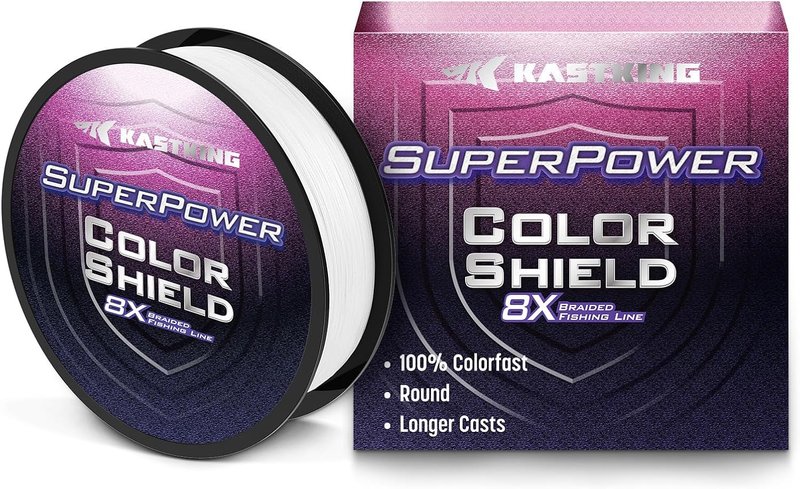 KastKing Superpower ColorShield Braided Fishing Line - 100% Colorfast UHMWPE Fiber, Smooth & Strong | Near Zero Stretch, High Abrasion Resistance