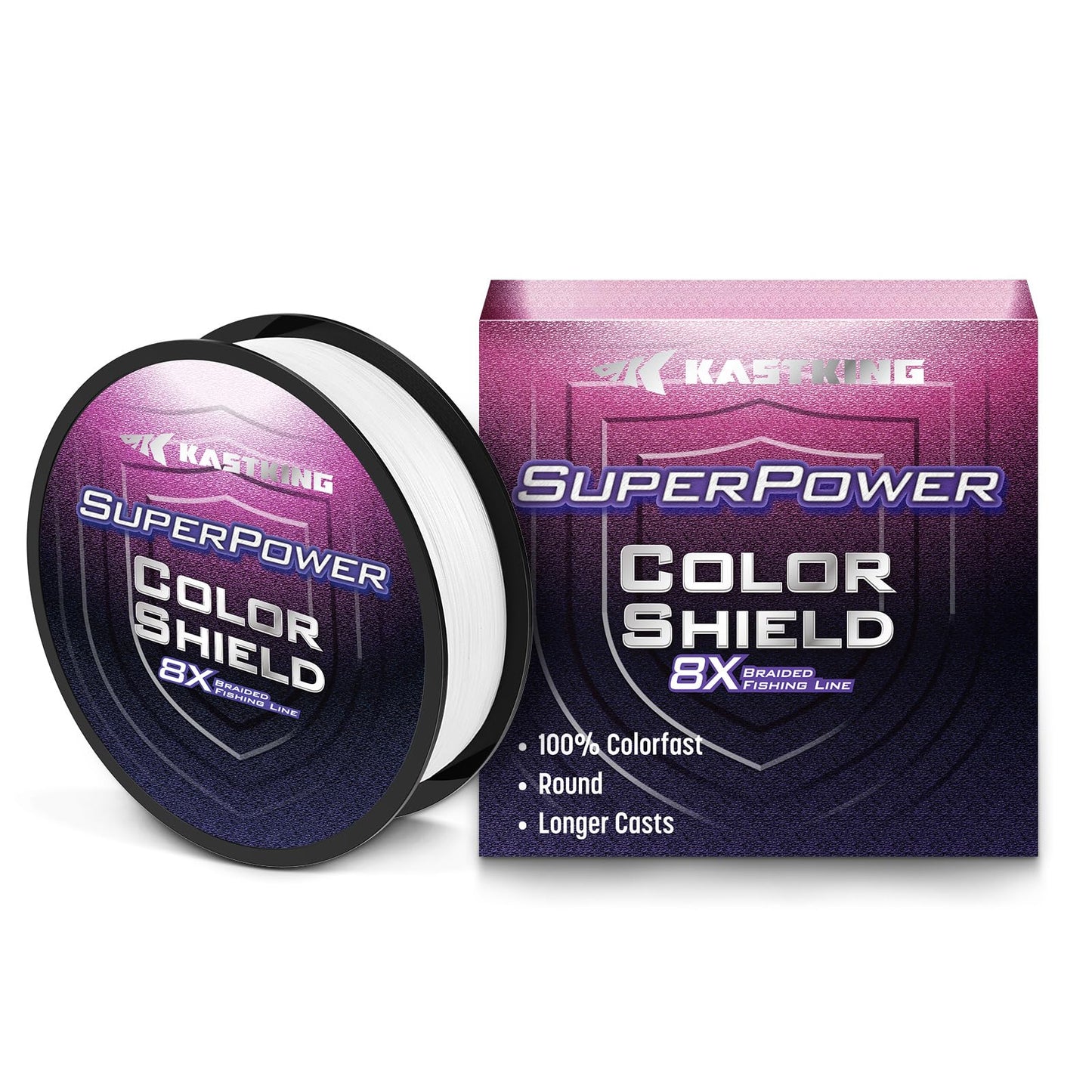 KastKing Superpower ColorShield Braided Fishing Line, White,30LB,300Yards,X8