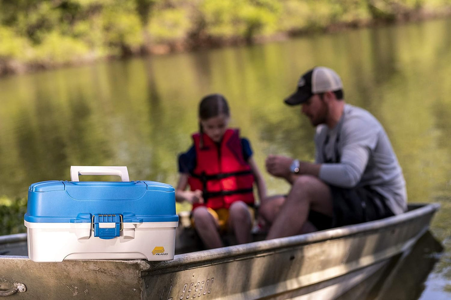 Plano Ready-Set-Fish Tackle Box - 3-Tray Design with Tackle Included | Aqua Blue/Tan, One Size