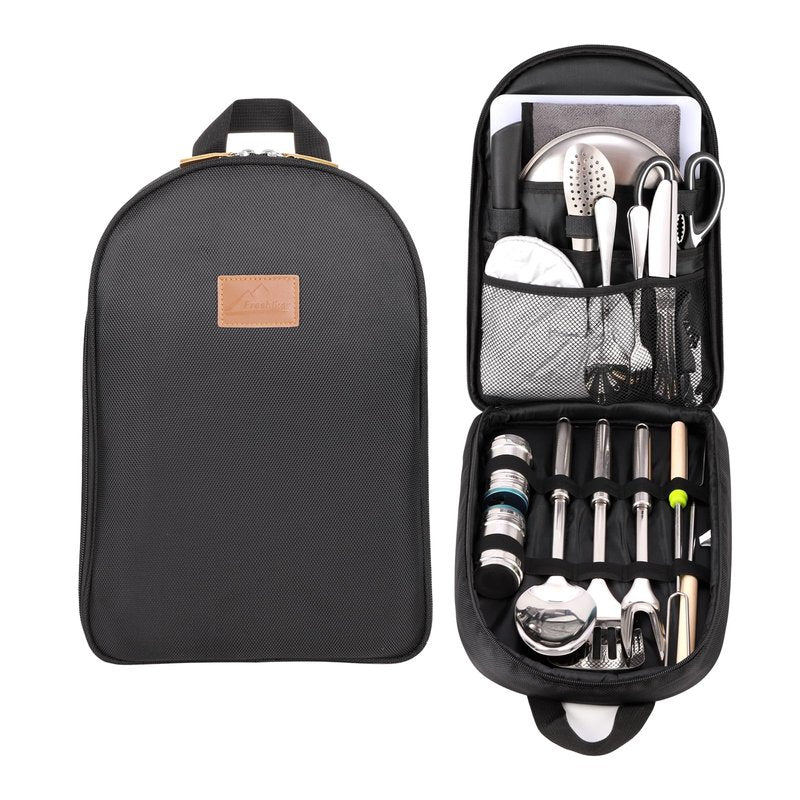 Freehiker Camping Cooking Utensils Set - Camping Essentials Accessories Gear Must Haves - Camper Tent Kitchen Equipment RV Cookware Supplies Gadgets Outdoor Stove Portable Picnic Gifts BBQ Stuff