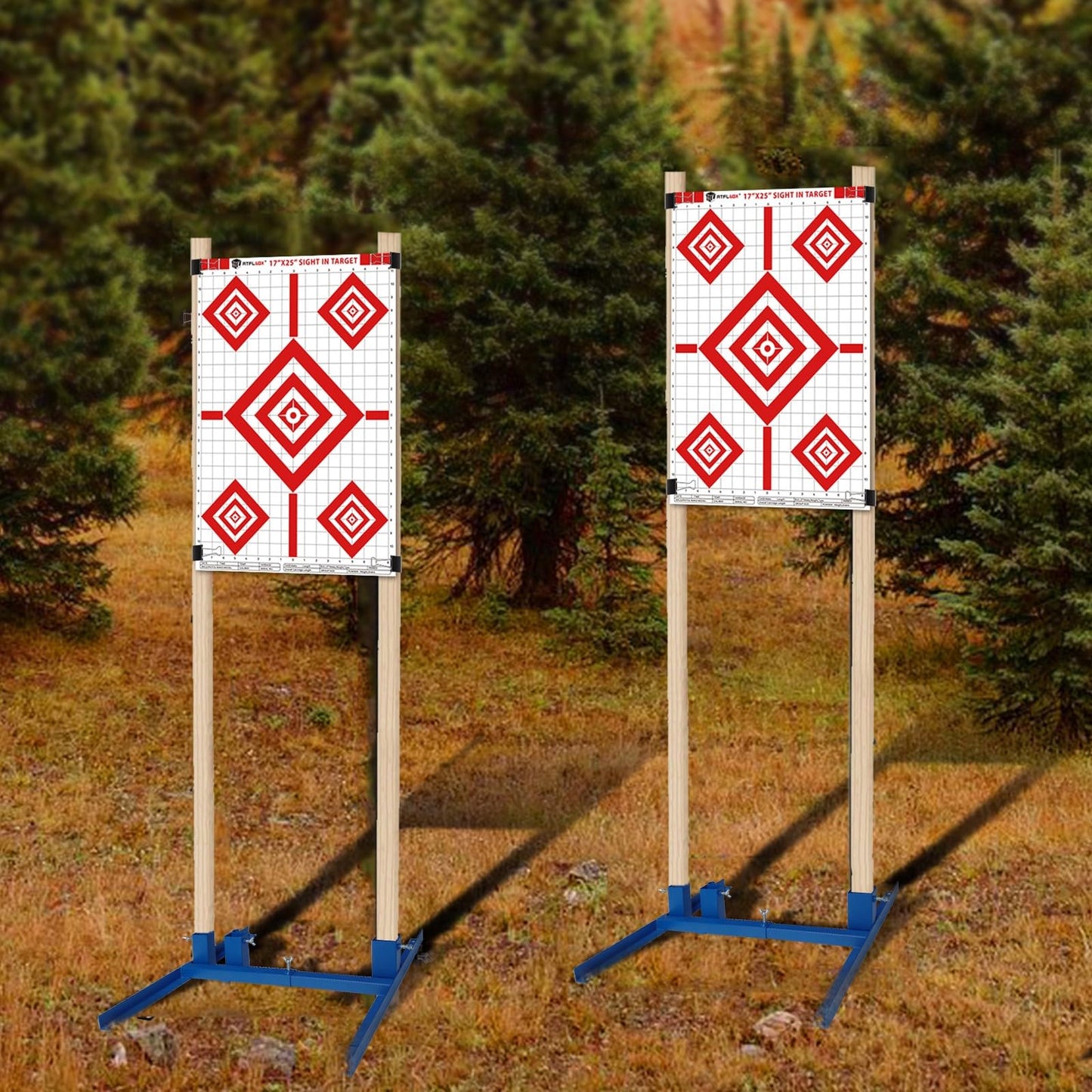Atflbox Shooting Target Stand with 10pcs 17x25 Inch Sight in Paper Targets, Durable Paper Target Holder with Stable Adjustable Base for Cardboard Silhouette, H Shape, IPSC, IDPA Practice