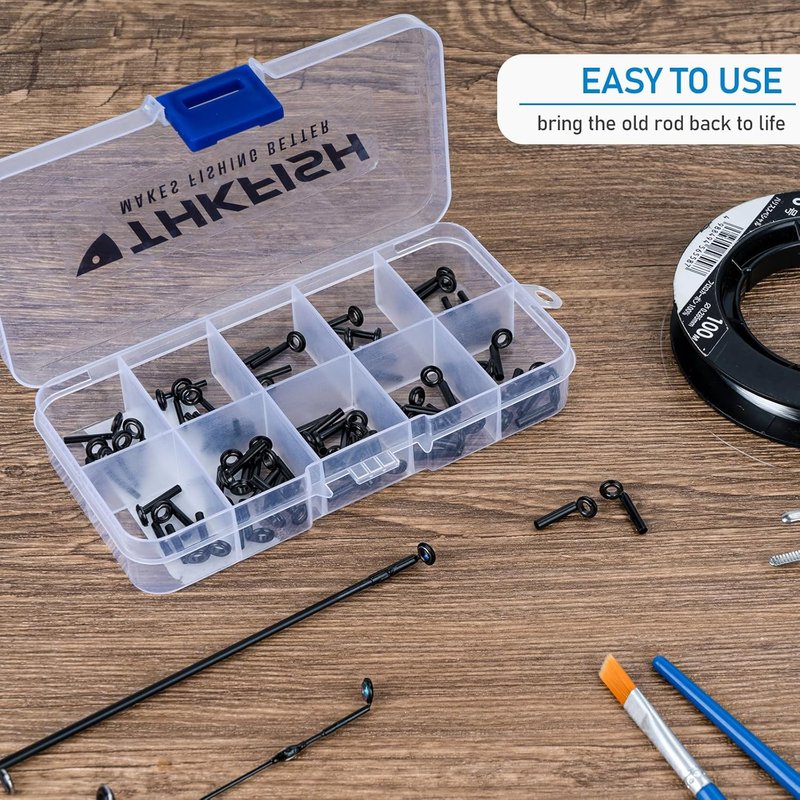Micro Rod Tips Repair Kit - 70pcs Fly Rod Replacement Tips | 10 Sizes, Durable Box Included
