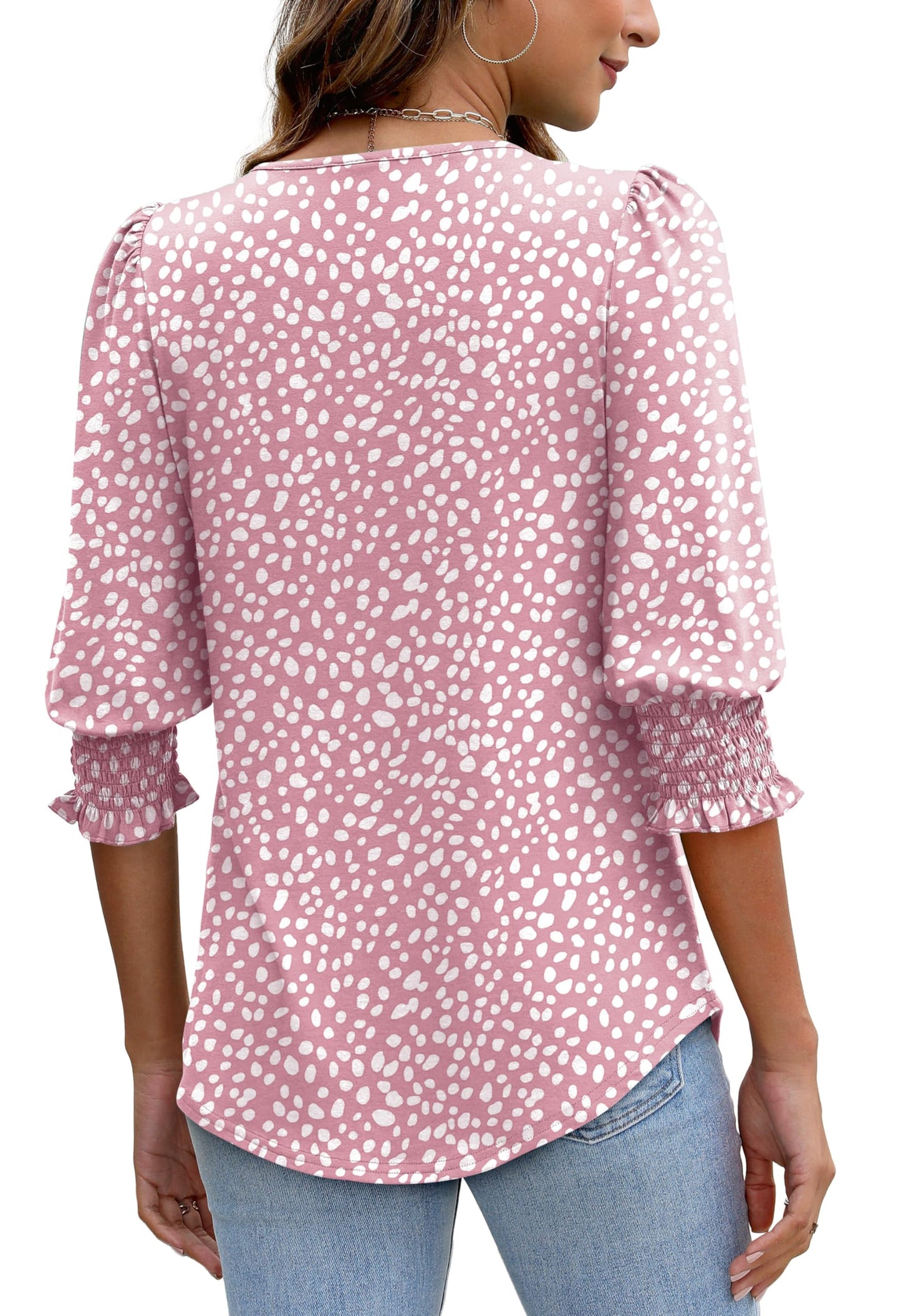 XIEERDUO Summer Tops for Women Trendy 3/4 Sleeve Womens Long Sleeve Shirts Dressy Blouses Vacation Outfits Women's Fashion Clothing Resort Wear 2026 L