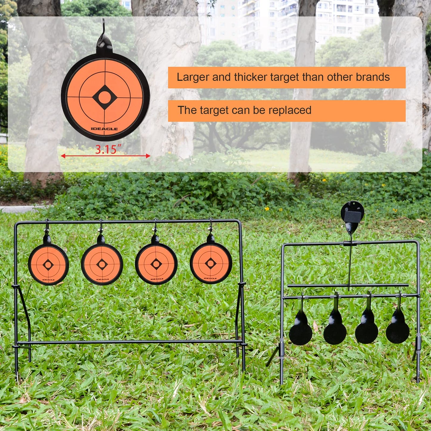 Ideagle Airsoft Rifle Pellet Gun BB Gun Targets for Shooting Outdoor, Auto Resetting Metal Spinning Shooting Steel Targets Rated for .22LR Caliber