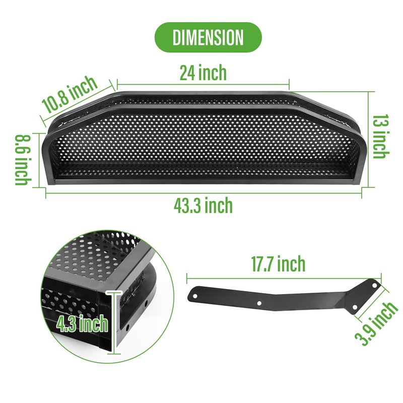 10L0L Golf Cart Ezgo TXT Front Cargo Basket Clay Outer Utility with Mounting Brakets for Gas & Electric Golf Carts, Heavy-Duty Steel Drop Mesh Storage Rack