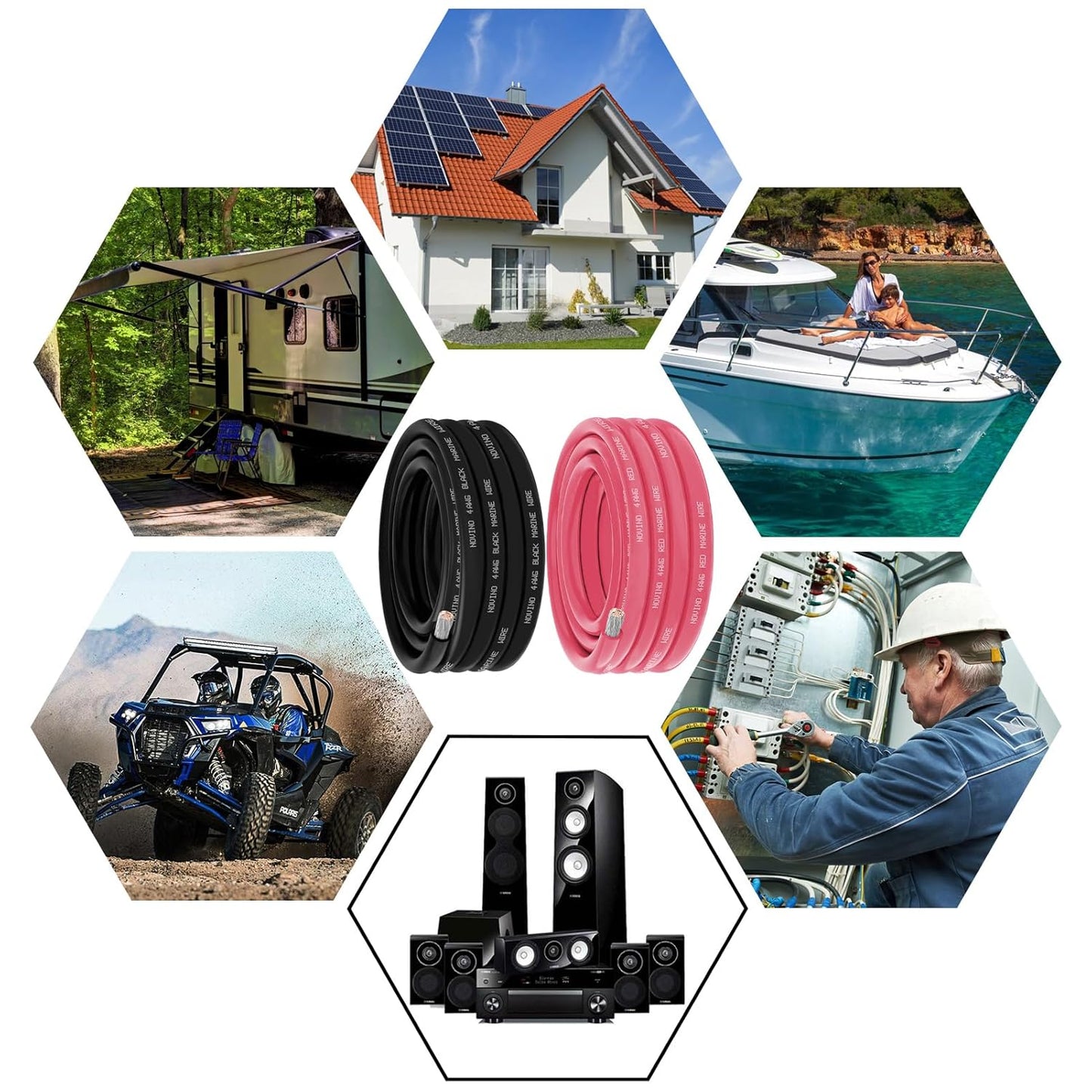 4 AWG Marine Grade Wire - 20FT Red & 20FT Black Tinned Copper Cable for Automotive, Boat, Trailer, Solar Panel
