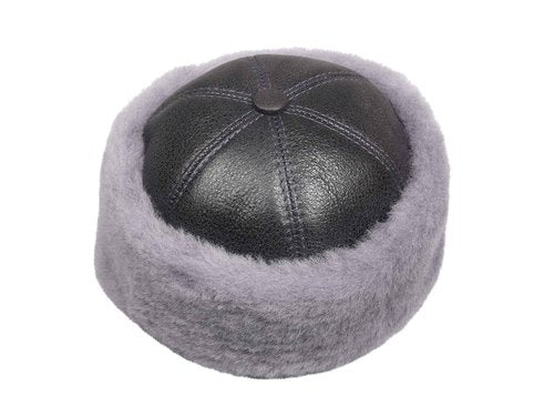 Zavelio Men's Shearling Sheepskin Winter Beanie Hat XX-Large Antrasit